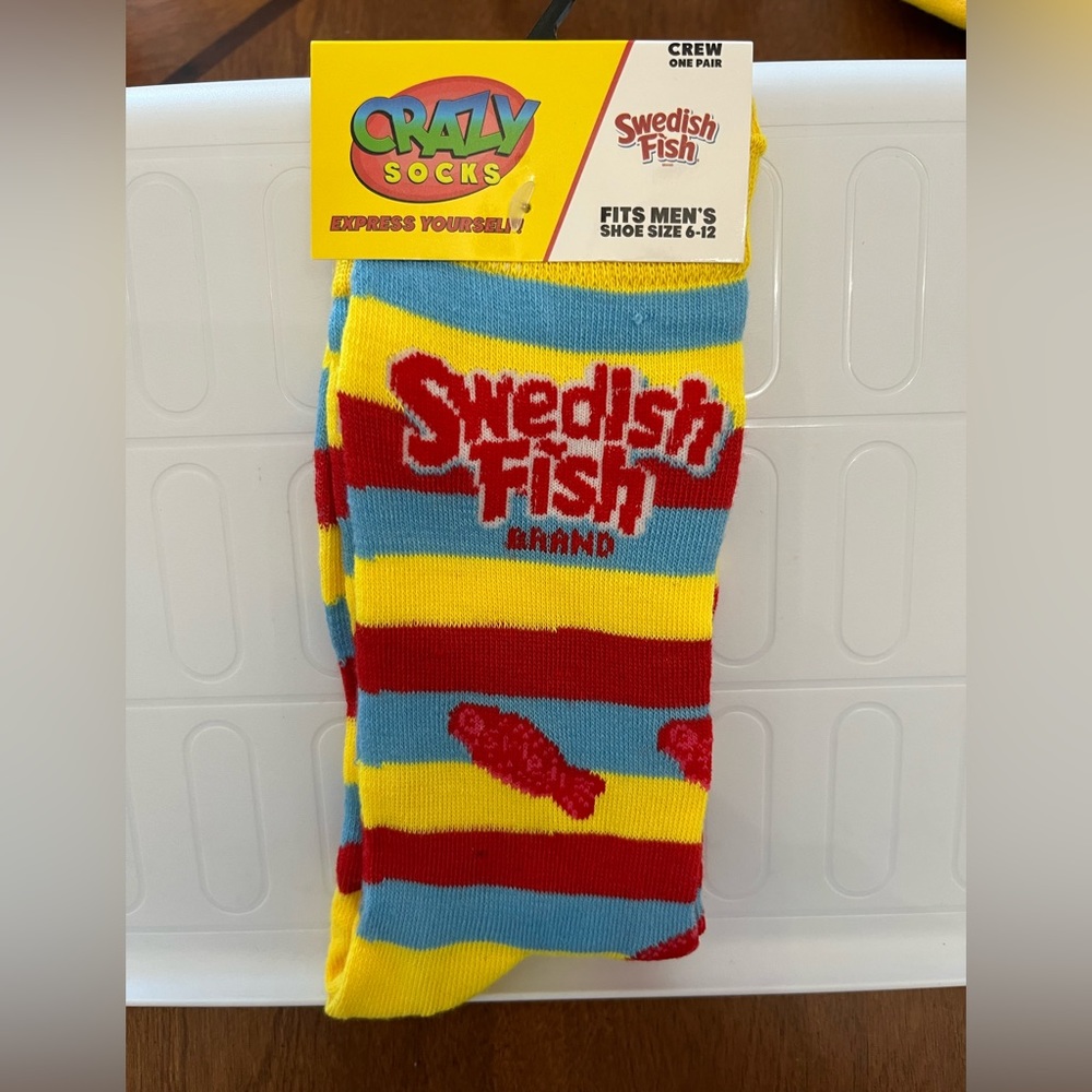 Crazy Socks Swedish Fish Fits Men’s Shoe Size 6-12